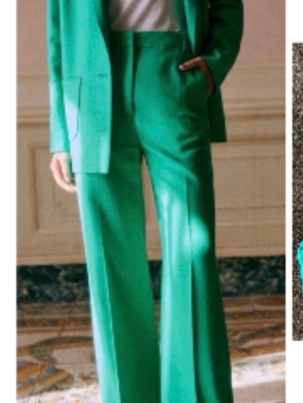 Sézane Martin Trousers in Green Linen - US 4/ size 36